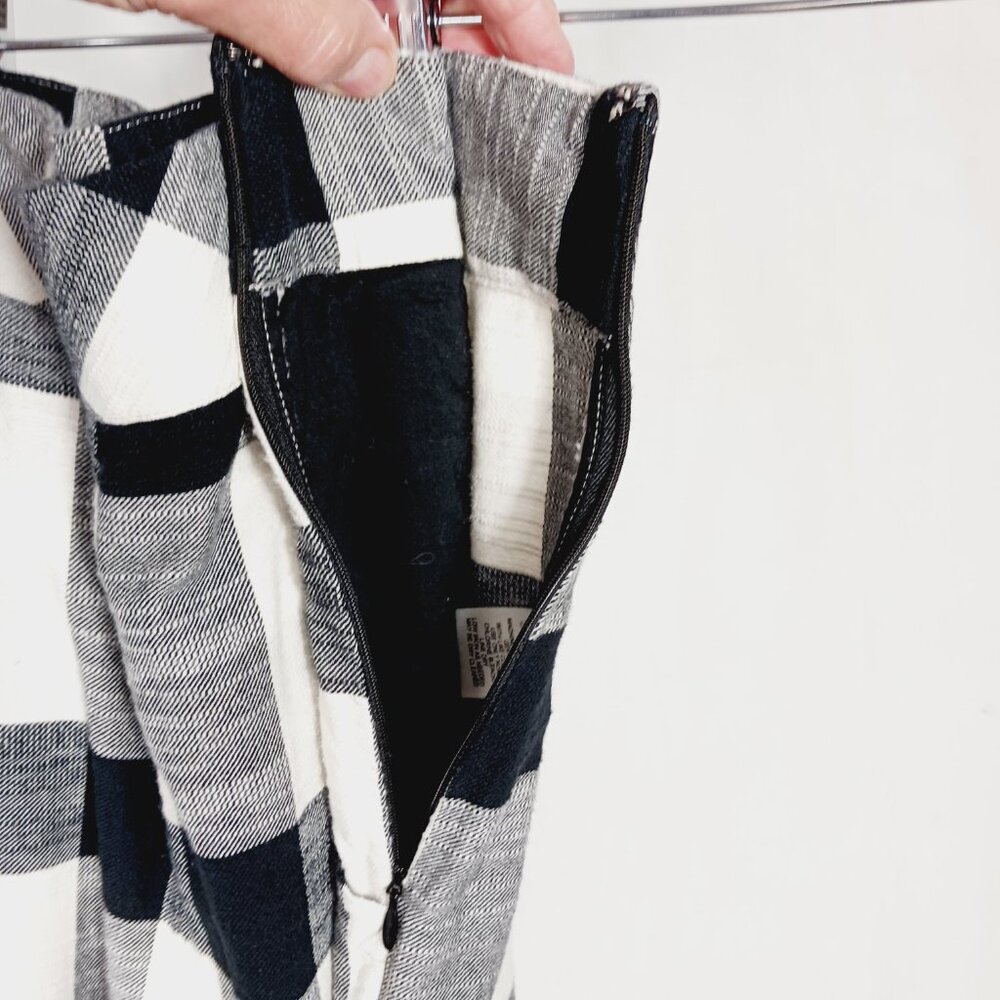 Free People, MED Clear Skies Checkered Plaid Woven Pants, Black & White Cropped - Picture 8 of 15